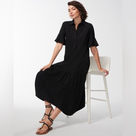 Chico’s Flounce Sleeve Midi Dress - L - Picture 2 of 6